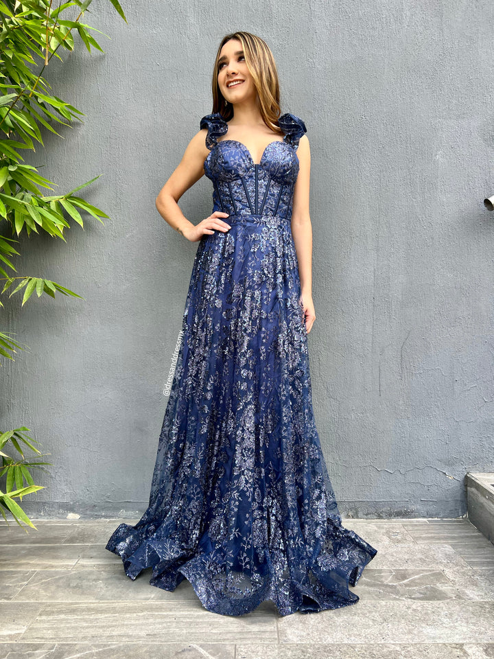 Vestido navy línea A