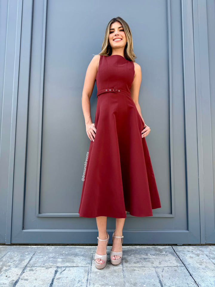 Vestido midi vino
