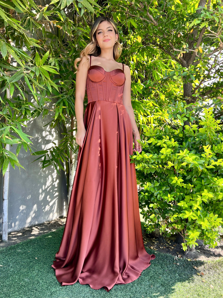 Vestido corset terracota