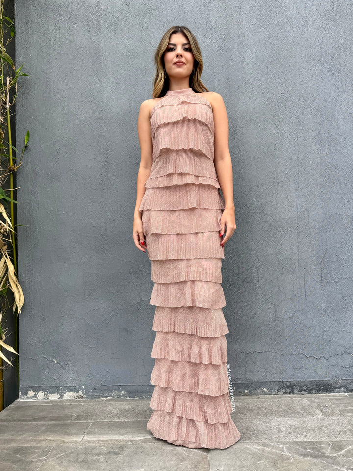 Vestido champagne brillito