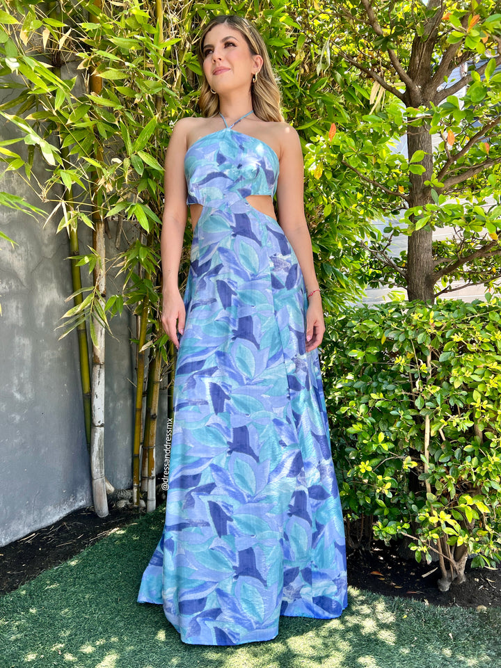 Vestidos estampados azules cut out