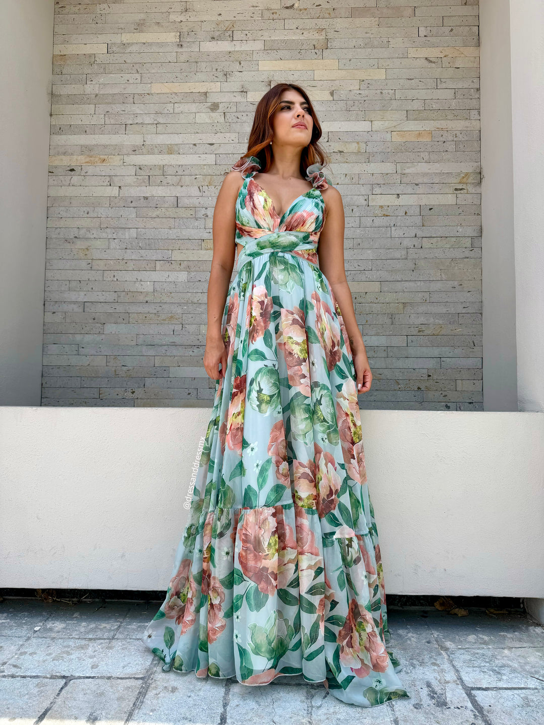 Vestido floral aqua