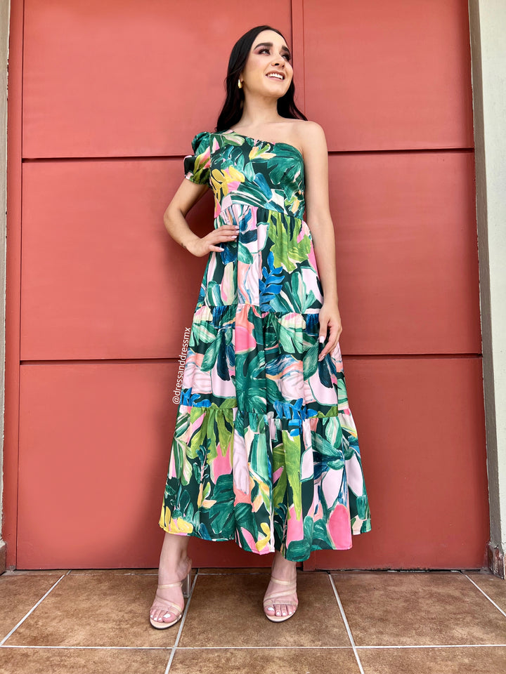 Vestido estampado hojas