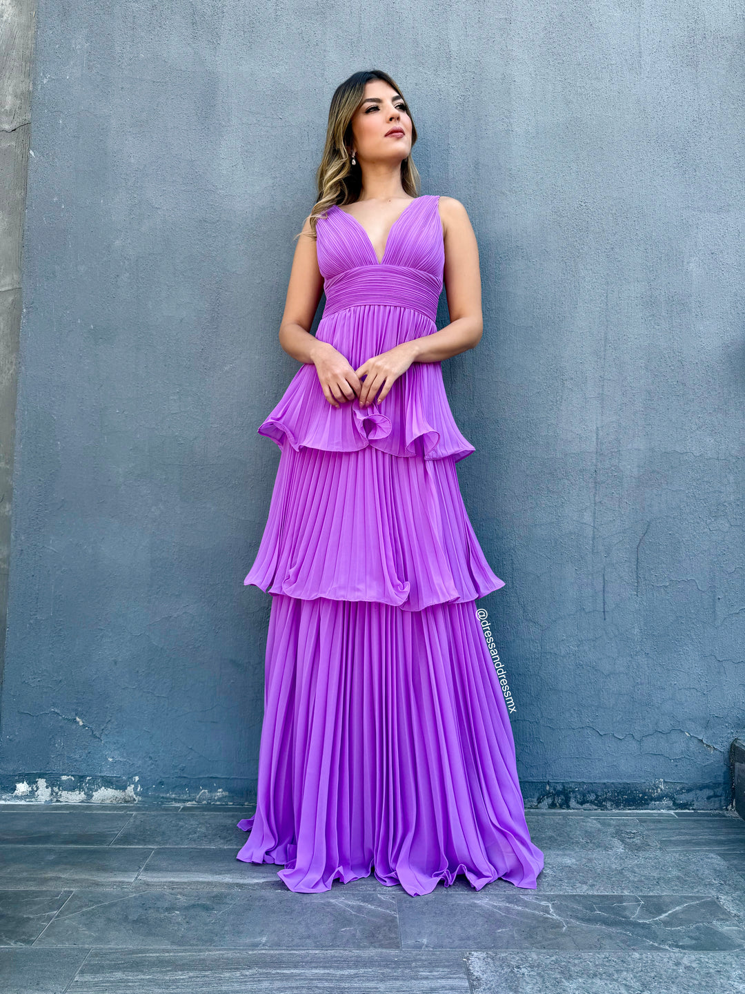 Vestido lilita tableado Olanes