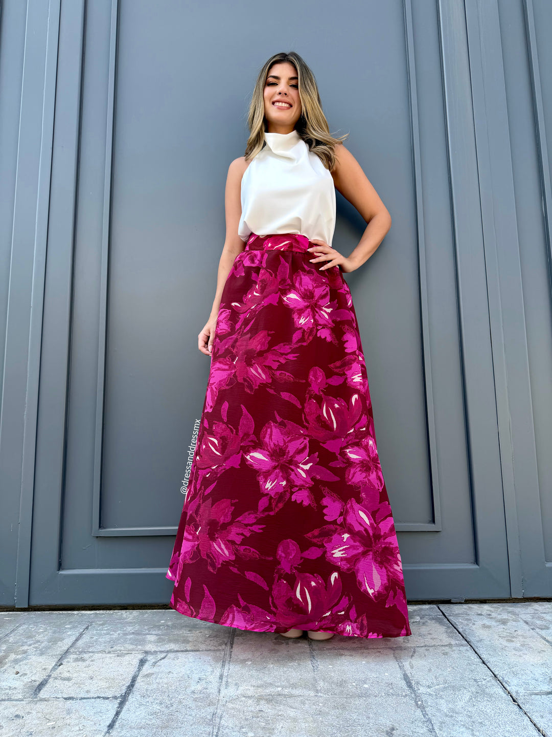 Falda vino estampada