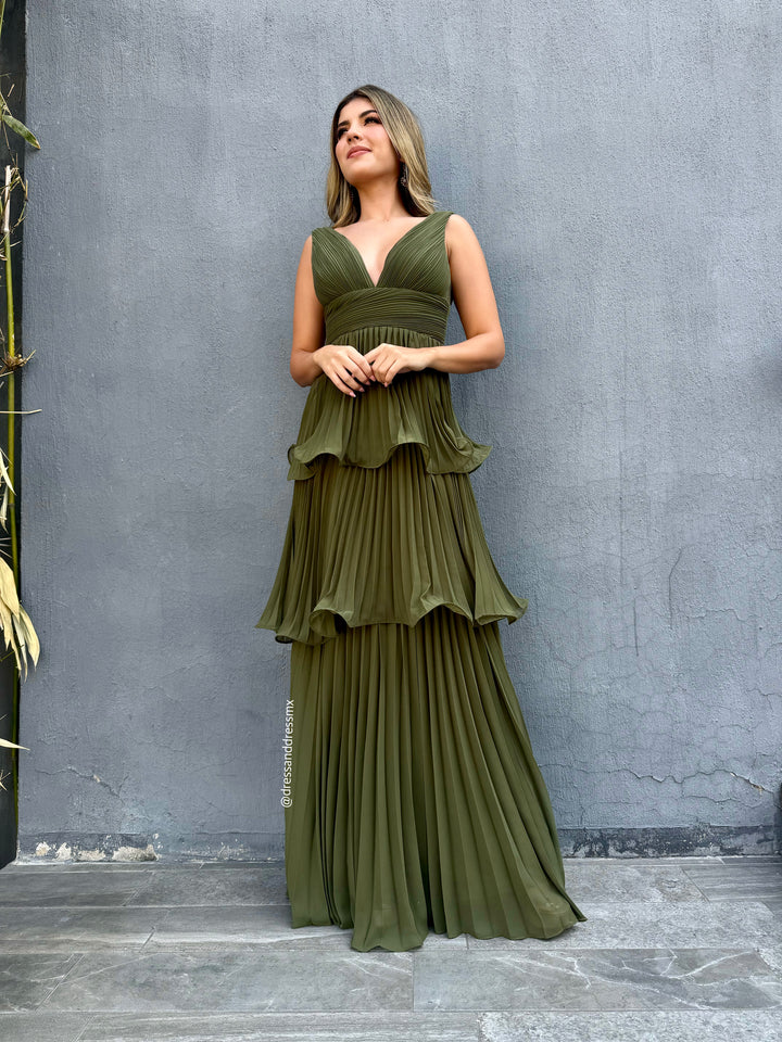 Vestido verde olivo olanes