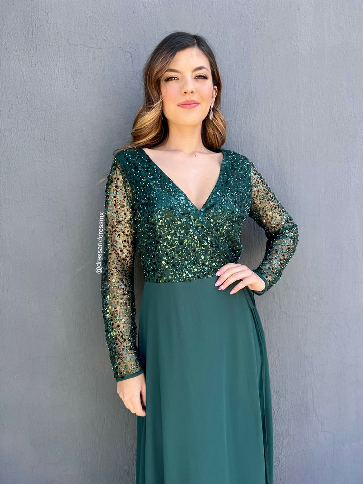 Vestido verde lentejuelas