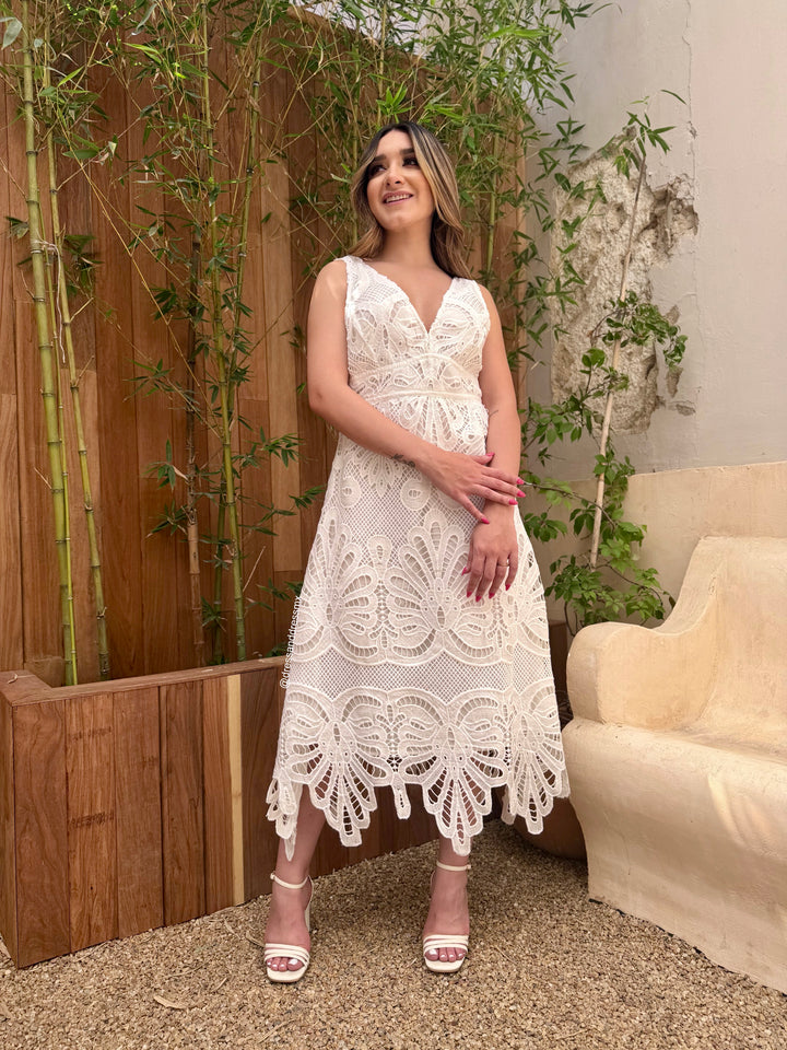 Vestido midi crochet