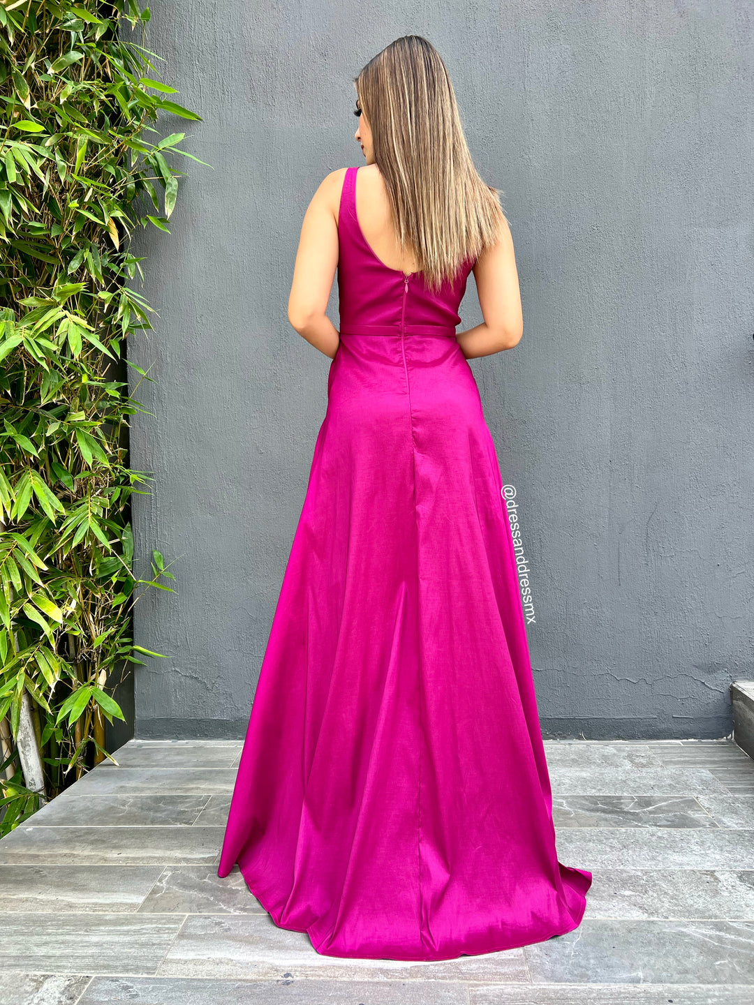 Vestido tafeta bugambilia