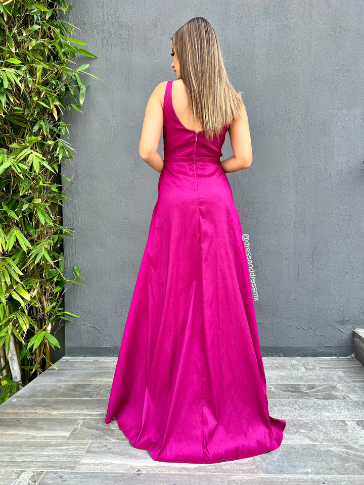 Vestido tafeta bugambilia