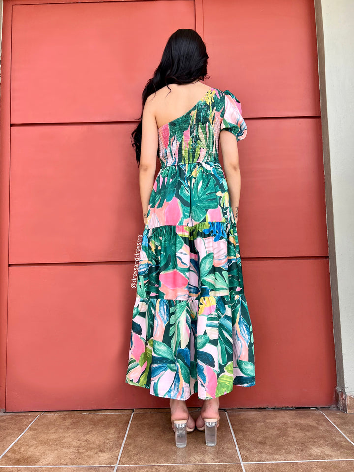 Vestido estampado hojas