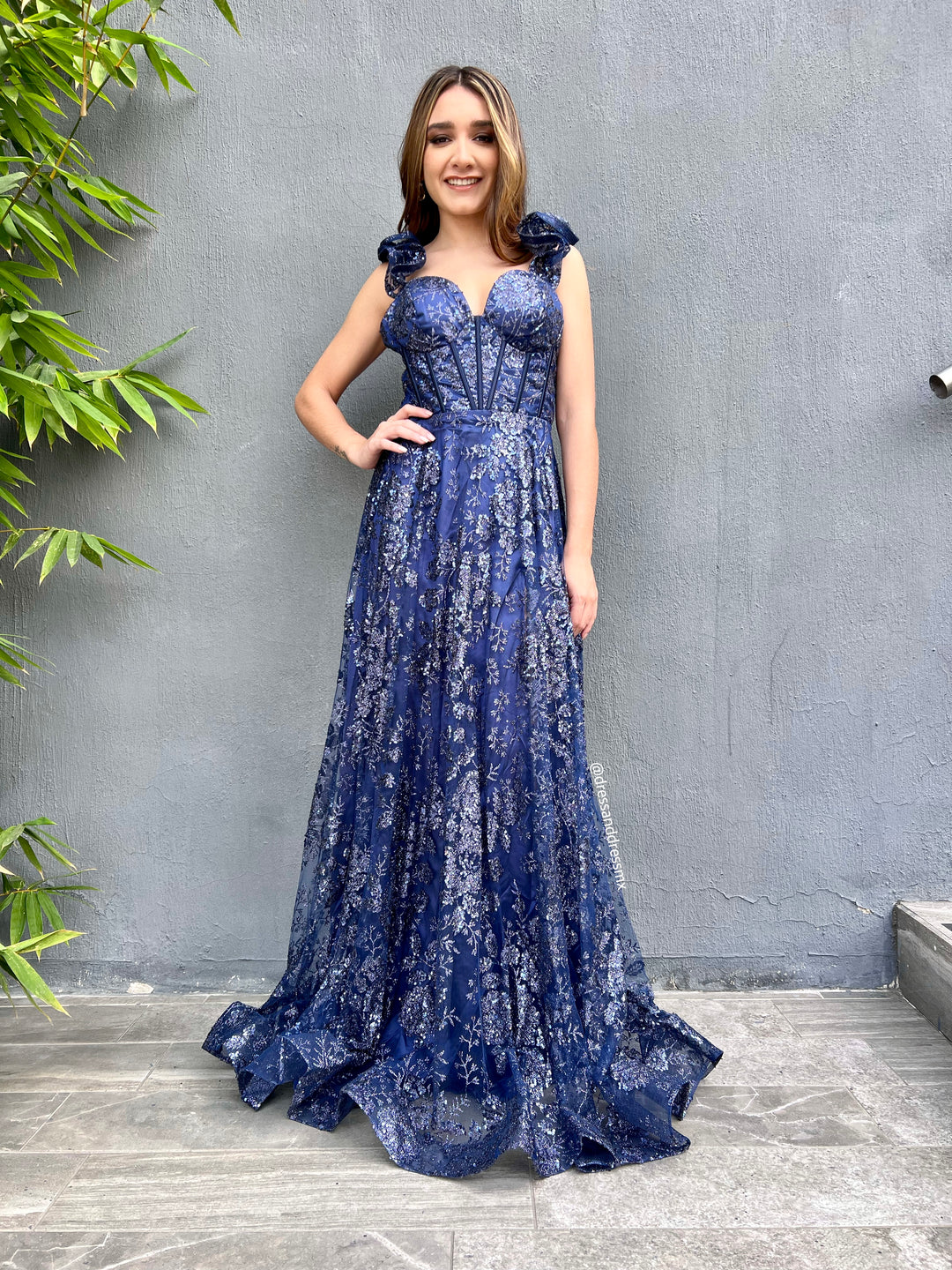 Vestido navy línea A