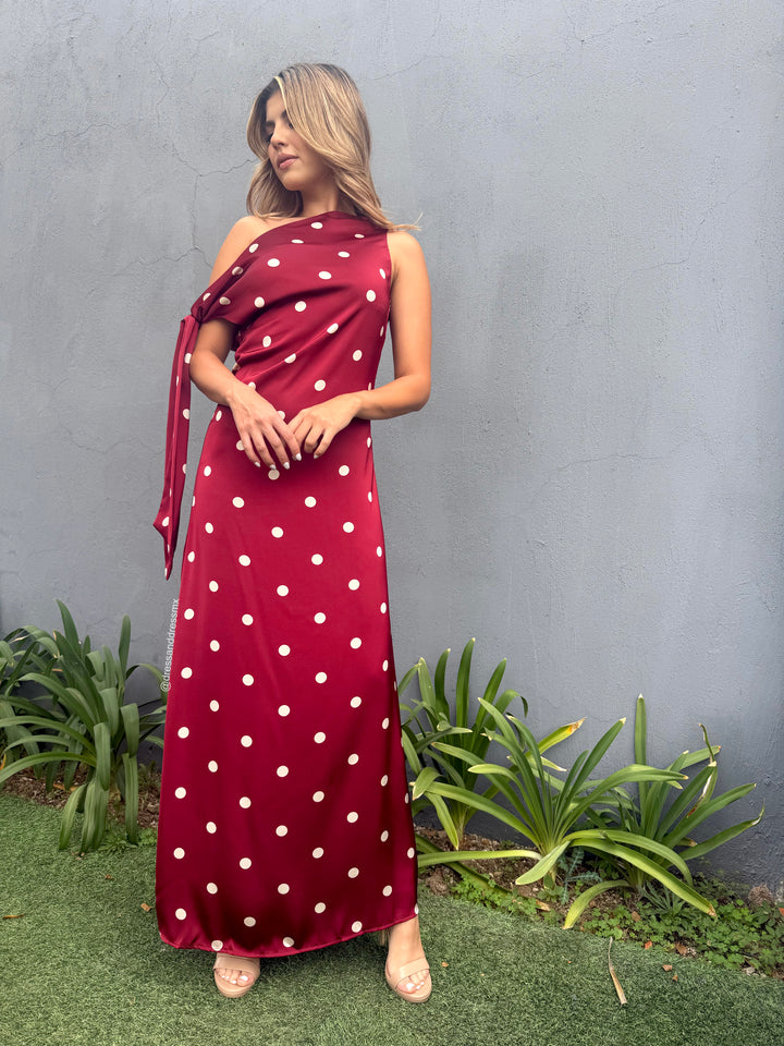 Vestido tinto polkadot