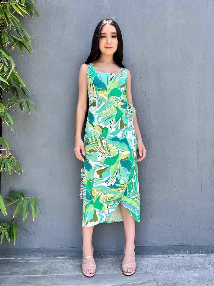 Vestido estampado hojas