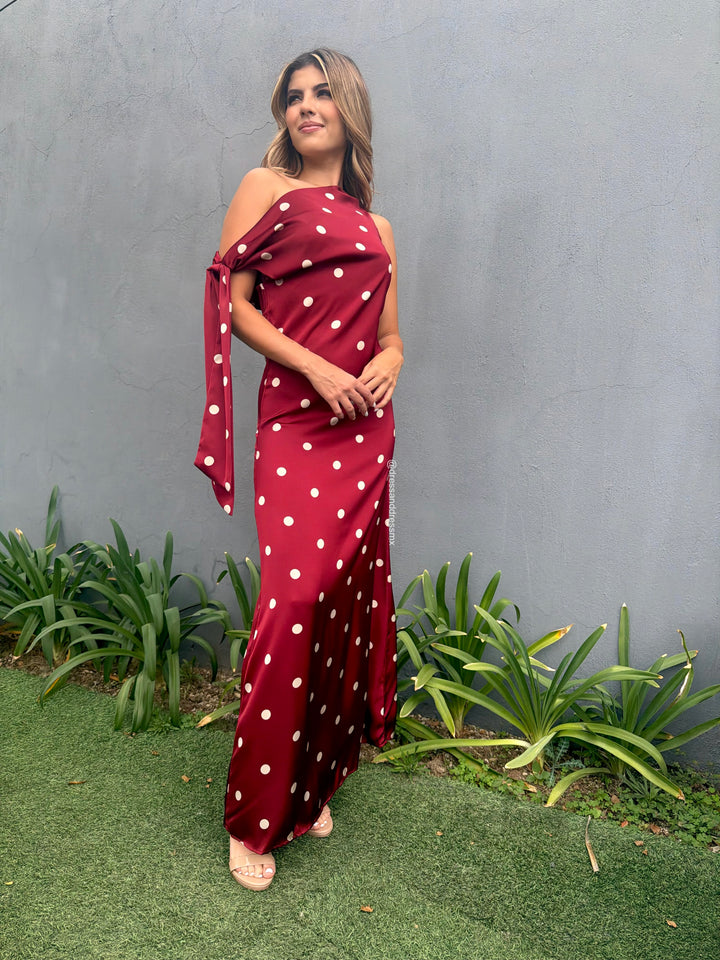 Vestido tinto polkadot