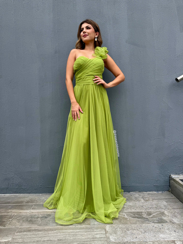 Vestido verde un tirante