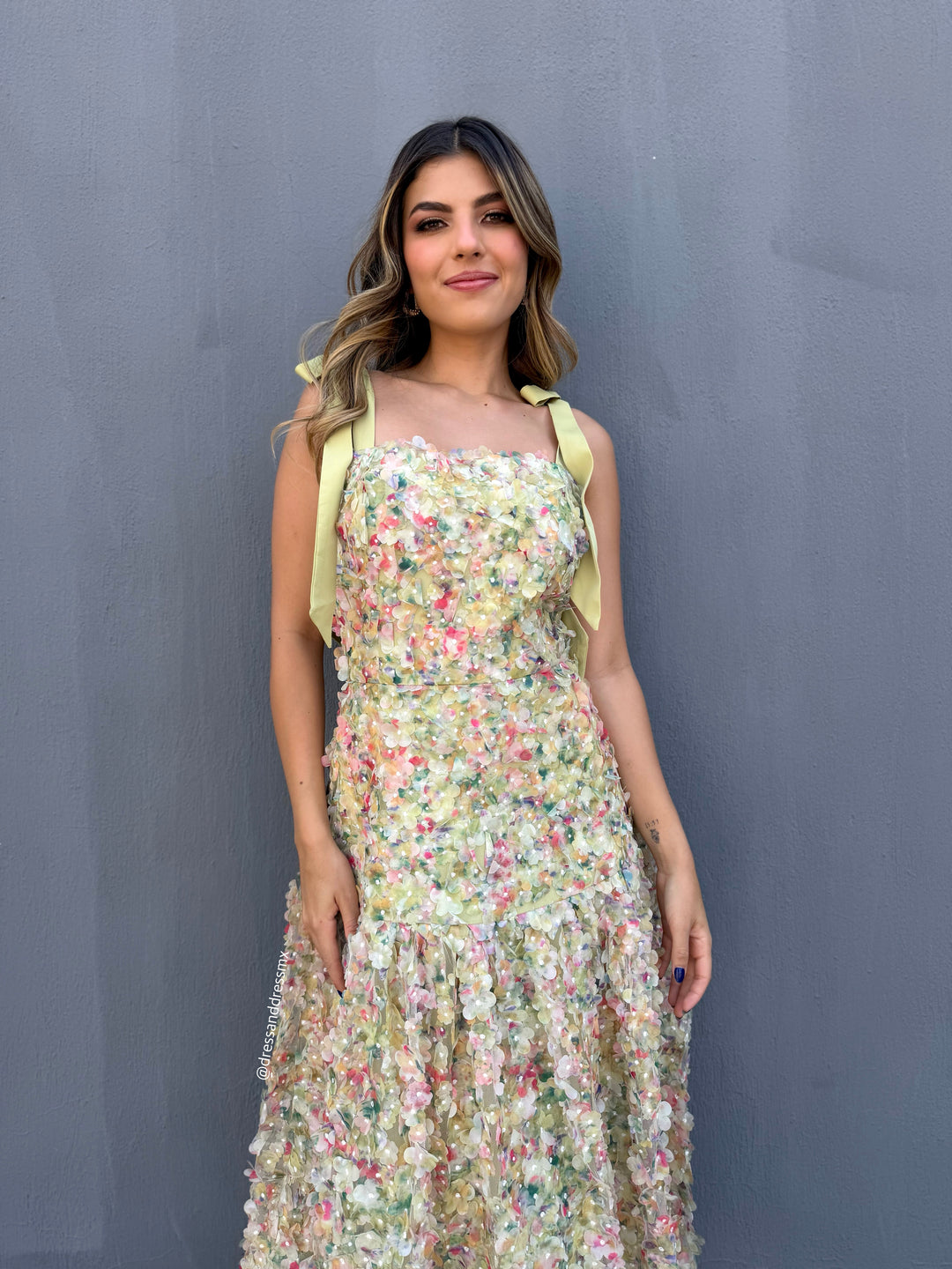 Vestido midi verdesito florecitas