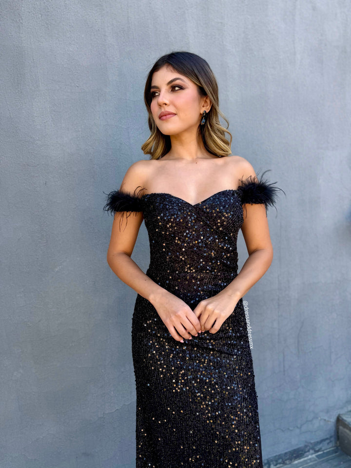 Vestido lentejuelas negras