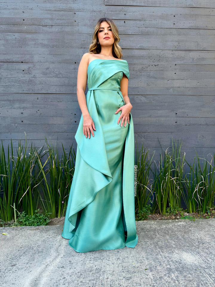 Vestido asimétrico menta