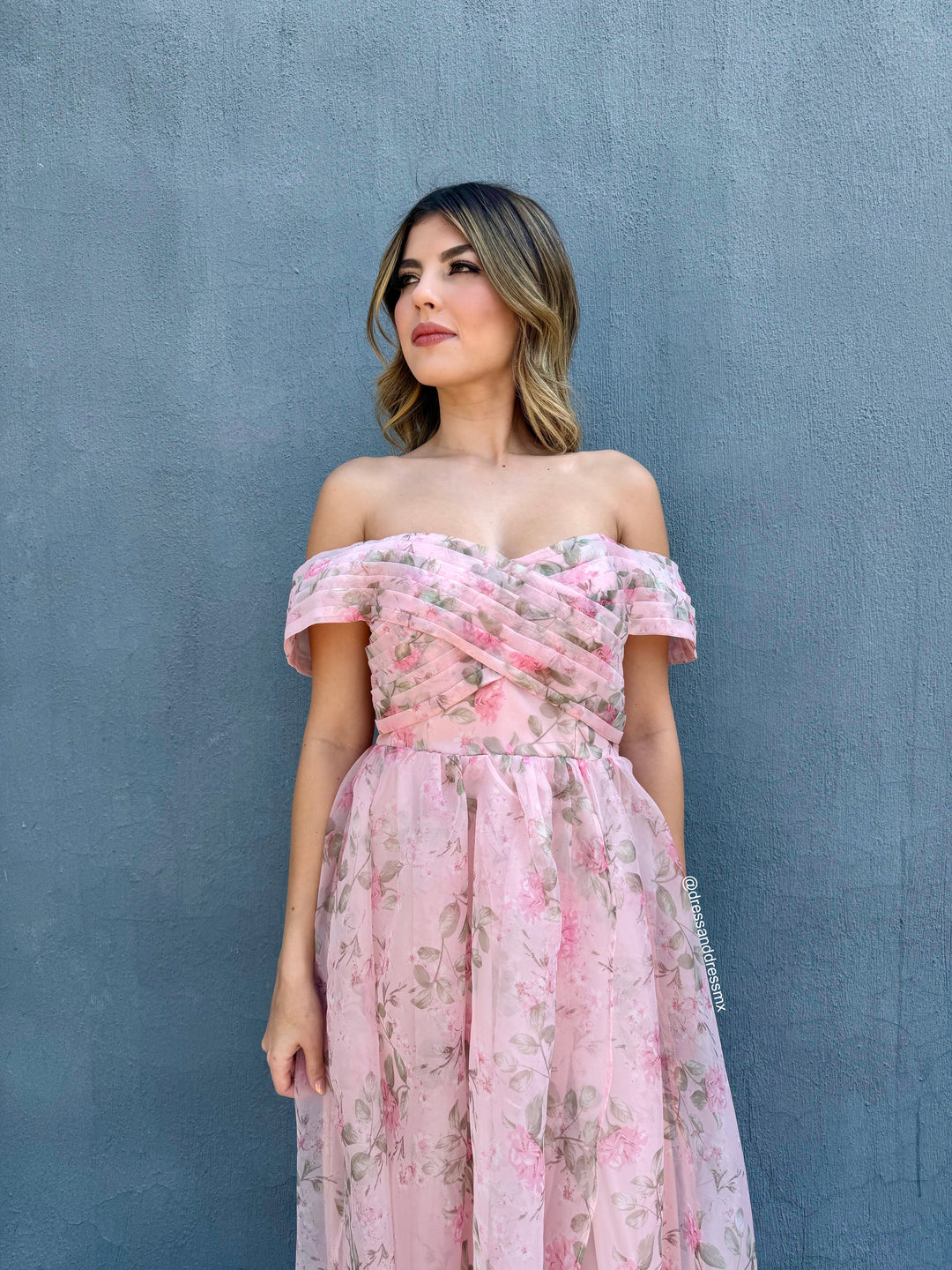 Vestido flores offshoulder