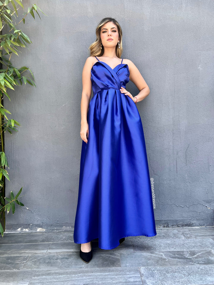 Vestido azul rey línea A
