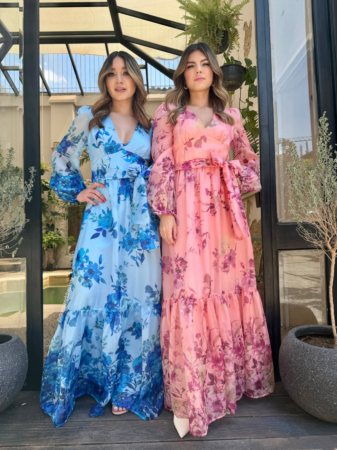 Maxivestido durazno flores