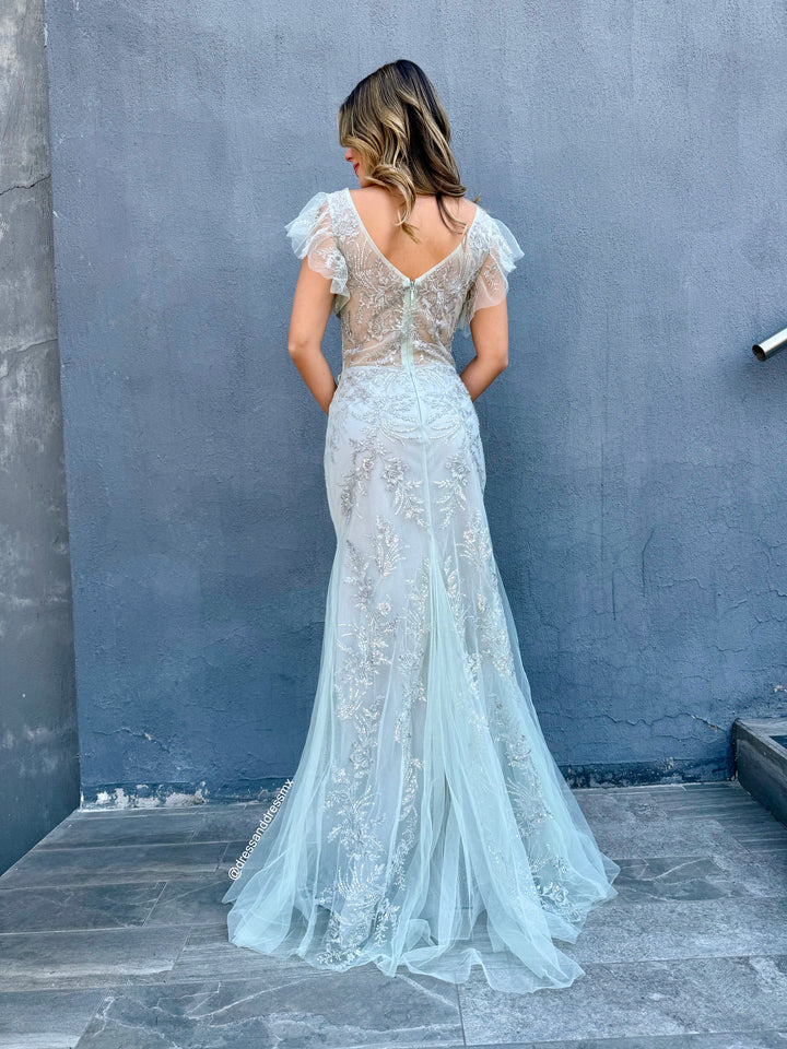 Vestido sage bordado