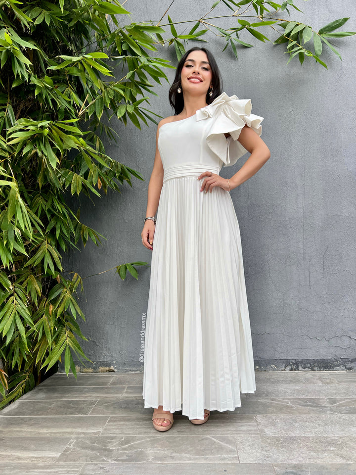Vestido tableado un tirante volantes