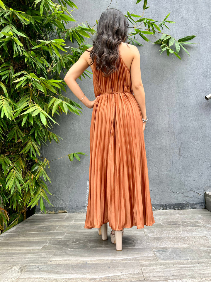 Vestido midi tableado chedron