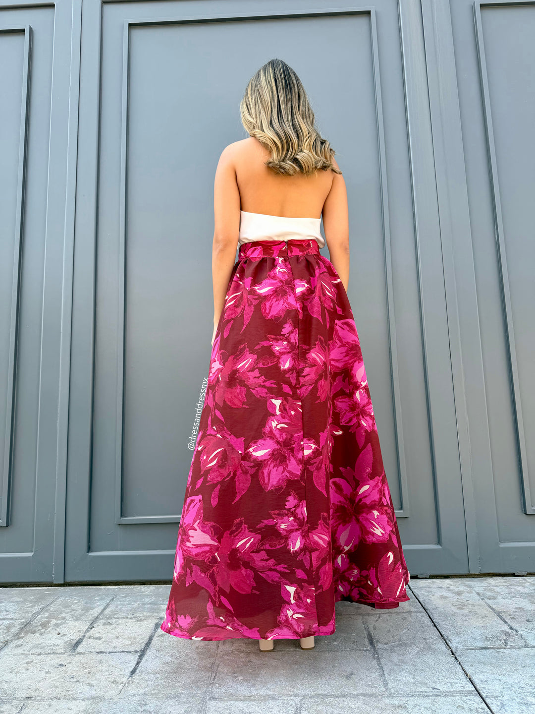 Falda vino estampada