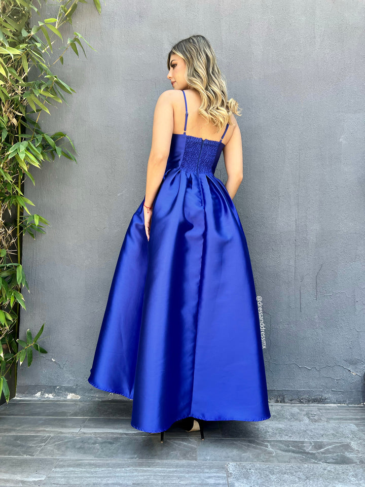 Vestido azul rey línea A