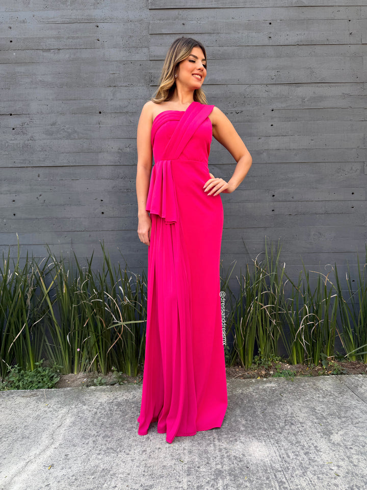 Vestido rosa fiuschia un tirante