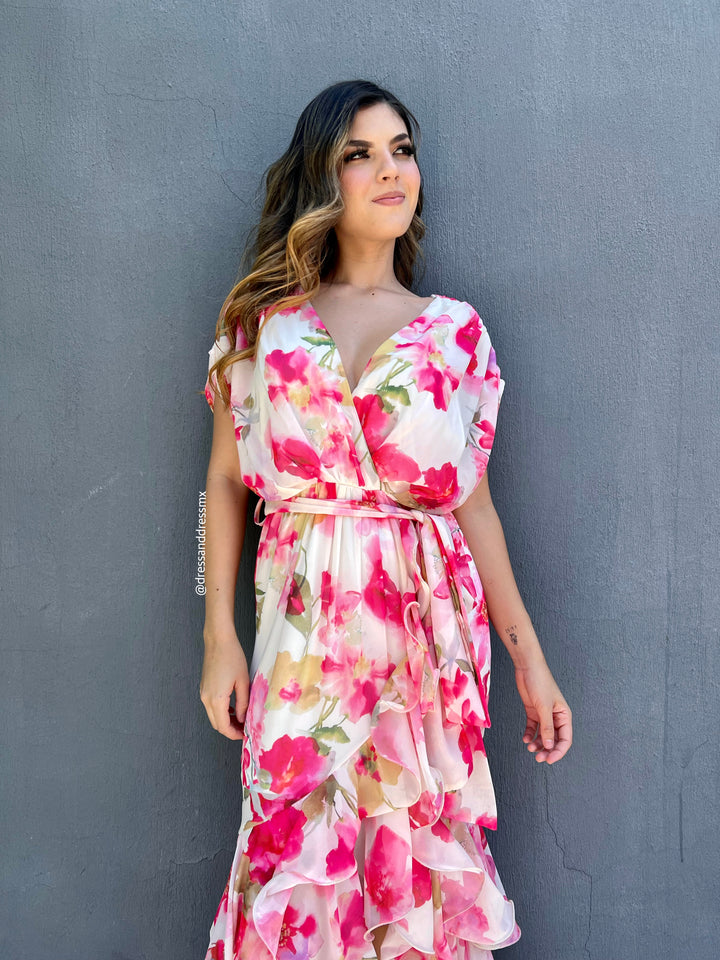 Vestido floreado volantes