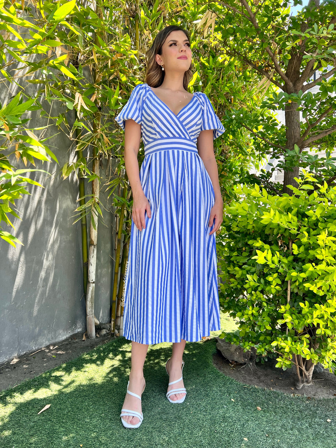 Vestido midi rayas azules