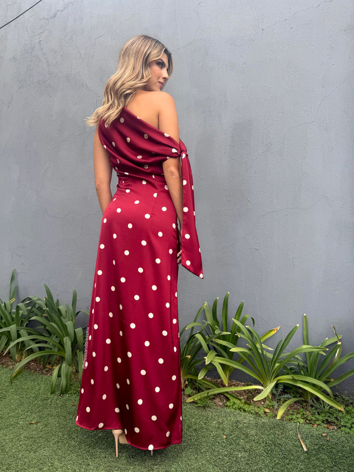 Vestido tinto polkadot