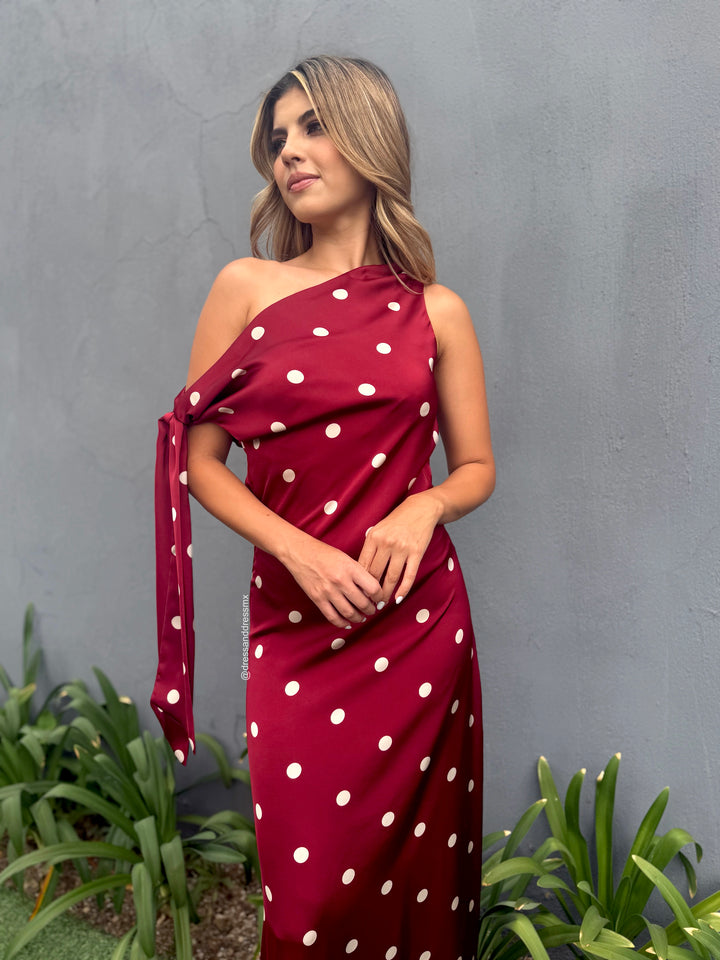 Vestido tinto polkadot