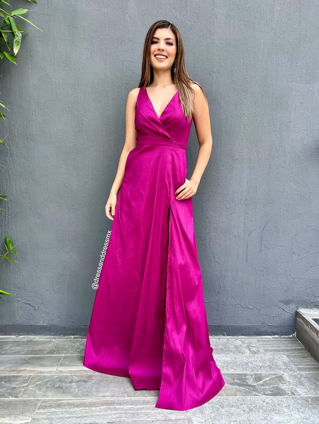 Vestido tafeta bugambilia