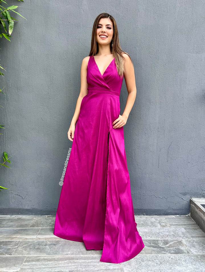 Vestido tafeta bugambilia