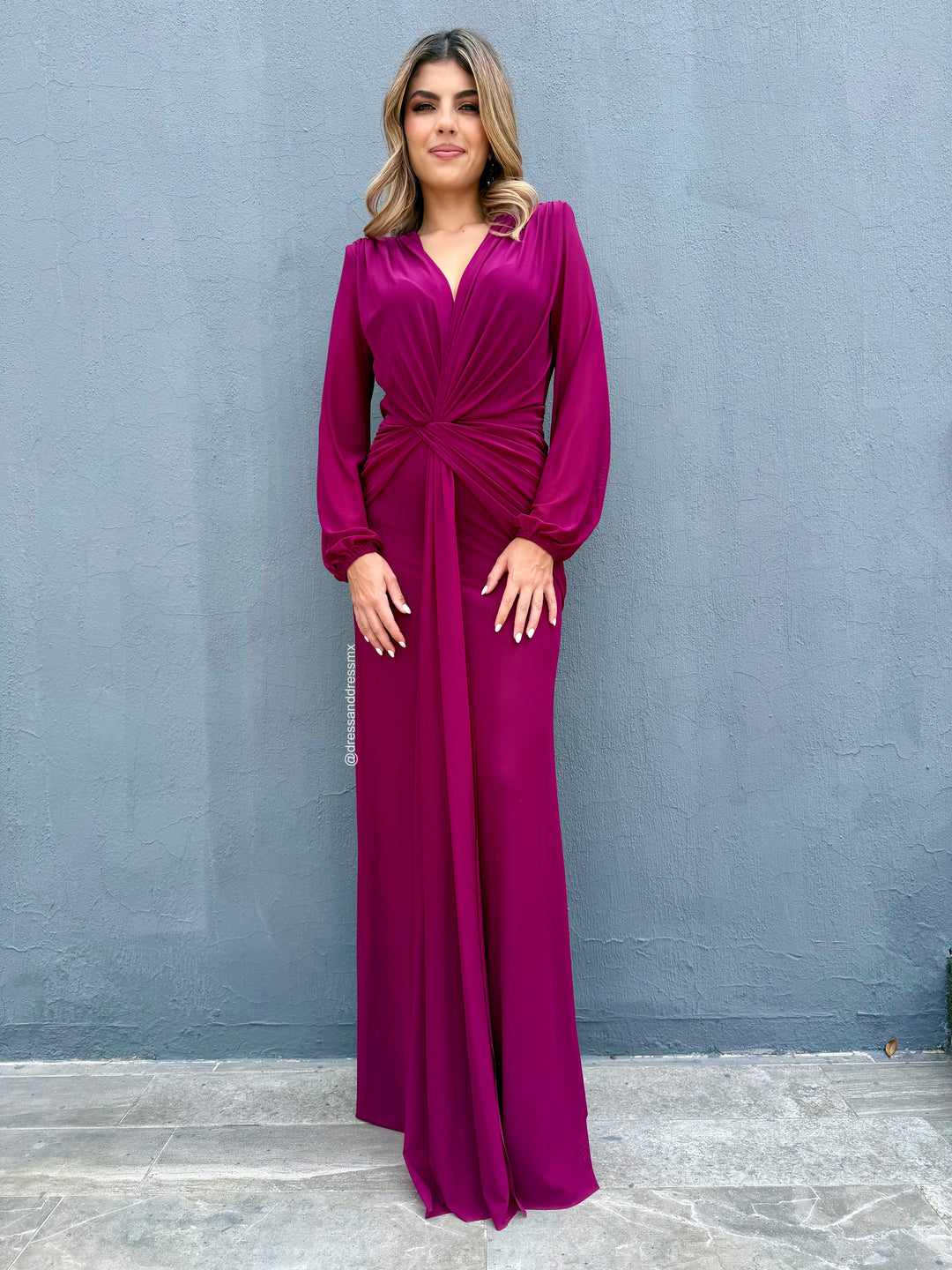 Vestido manga larga plum