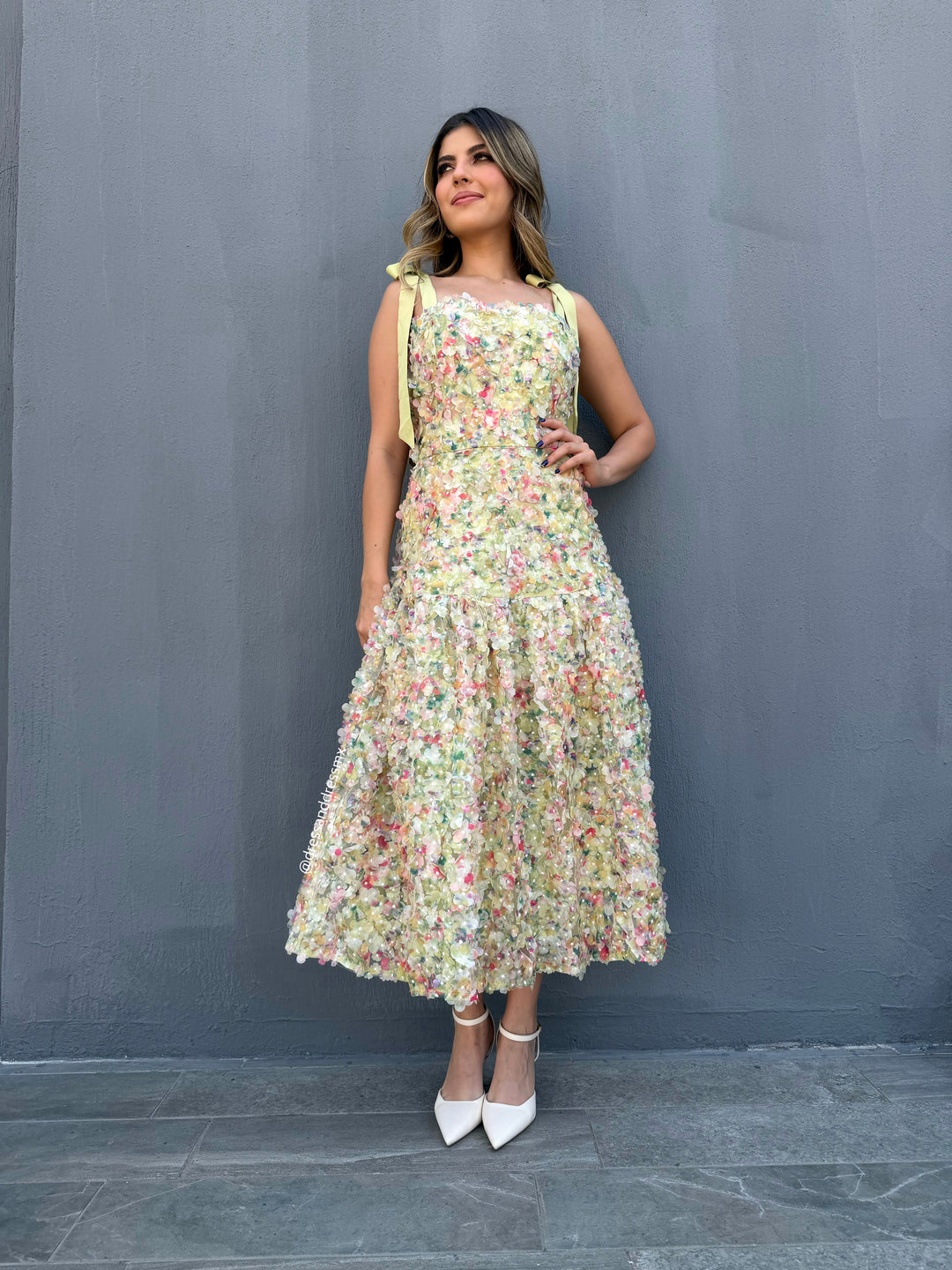 Vestido midi verdesito florecitas