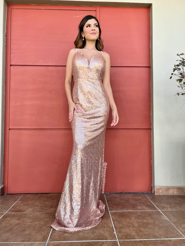 Vestido lentejuelas doradas