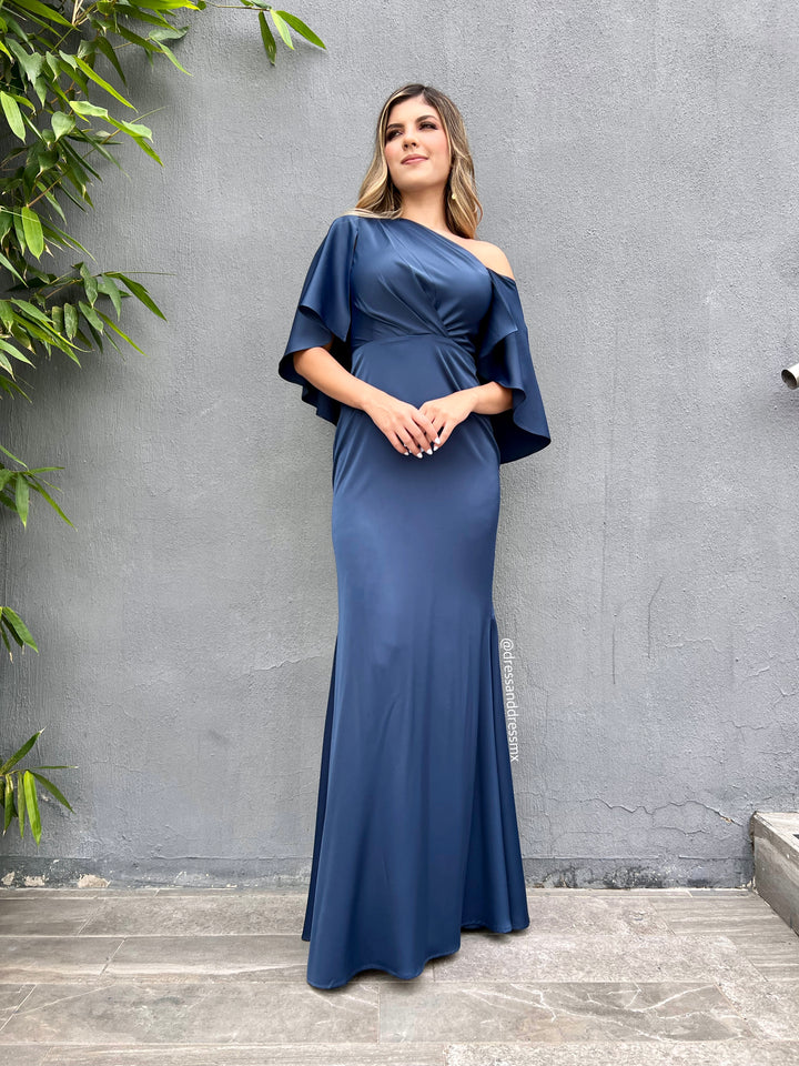 Vestido azul marino capa
