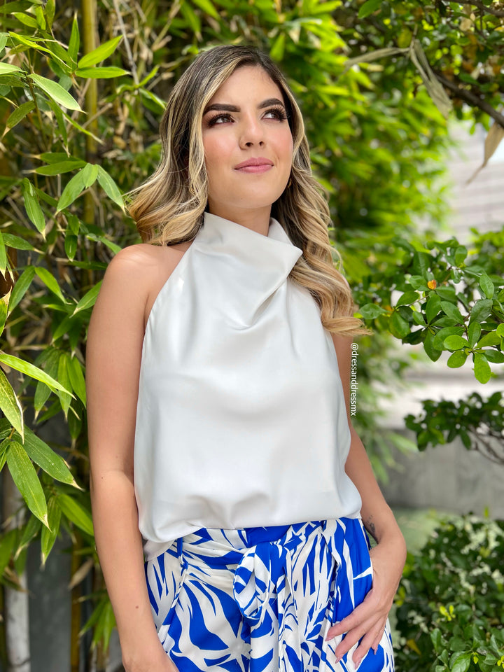 Blusa blanca satin