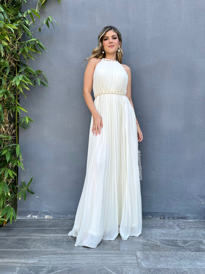 Vestido tableado ivory