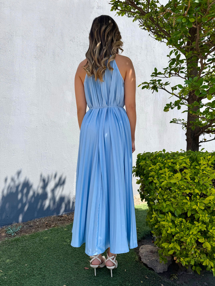 Vestido tableado baby blue