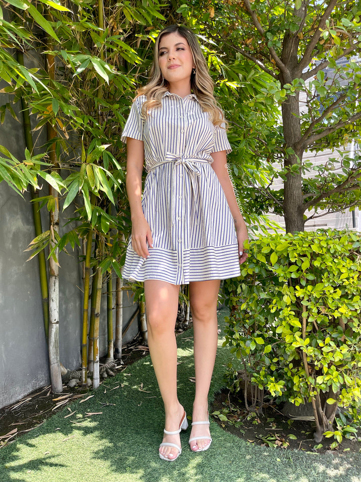 Vestido rayitas navy