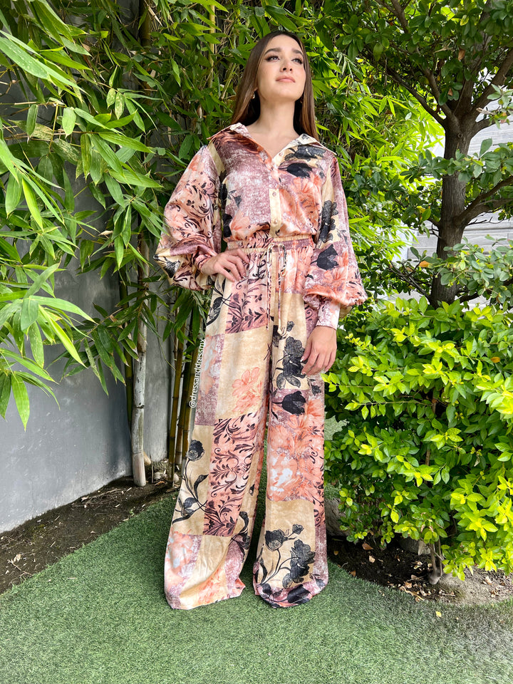 Set estampado flores/hojas