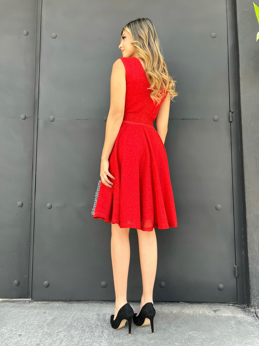 Vestido rojo con brillos