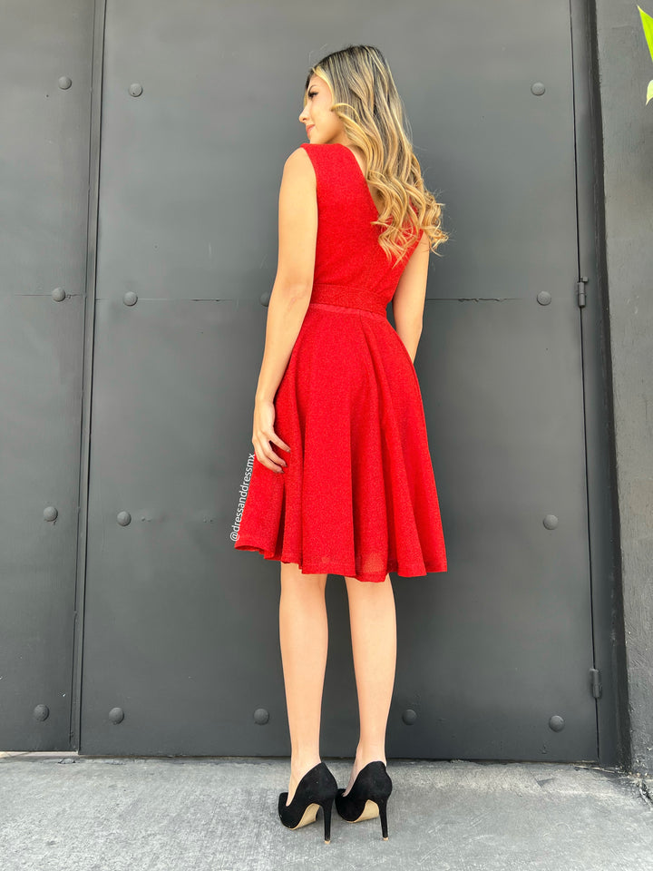 Vestido rojo con brillos