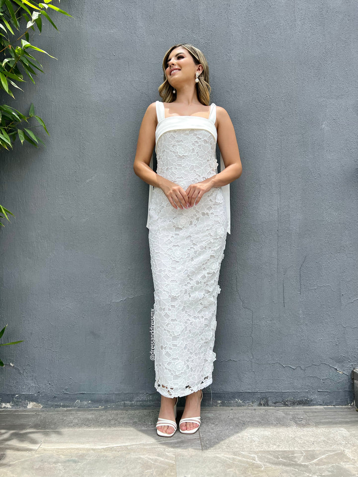 Vestido ivory al tobillo
